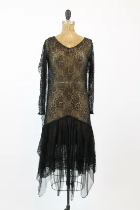 1920s lace spiderweb antique handkerchief dress xs | new fall