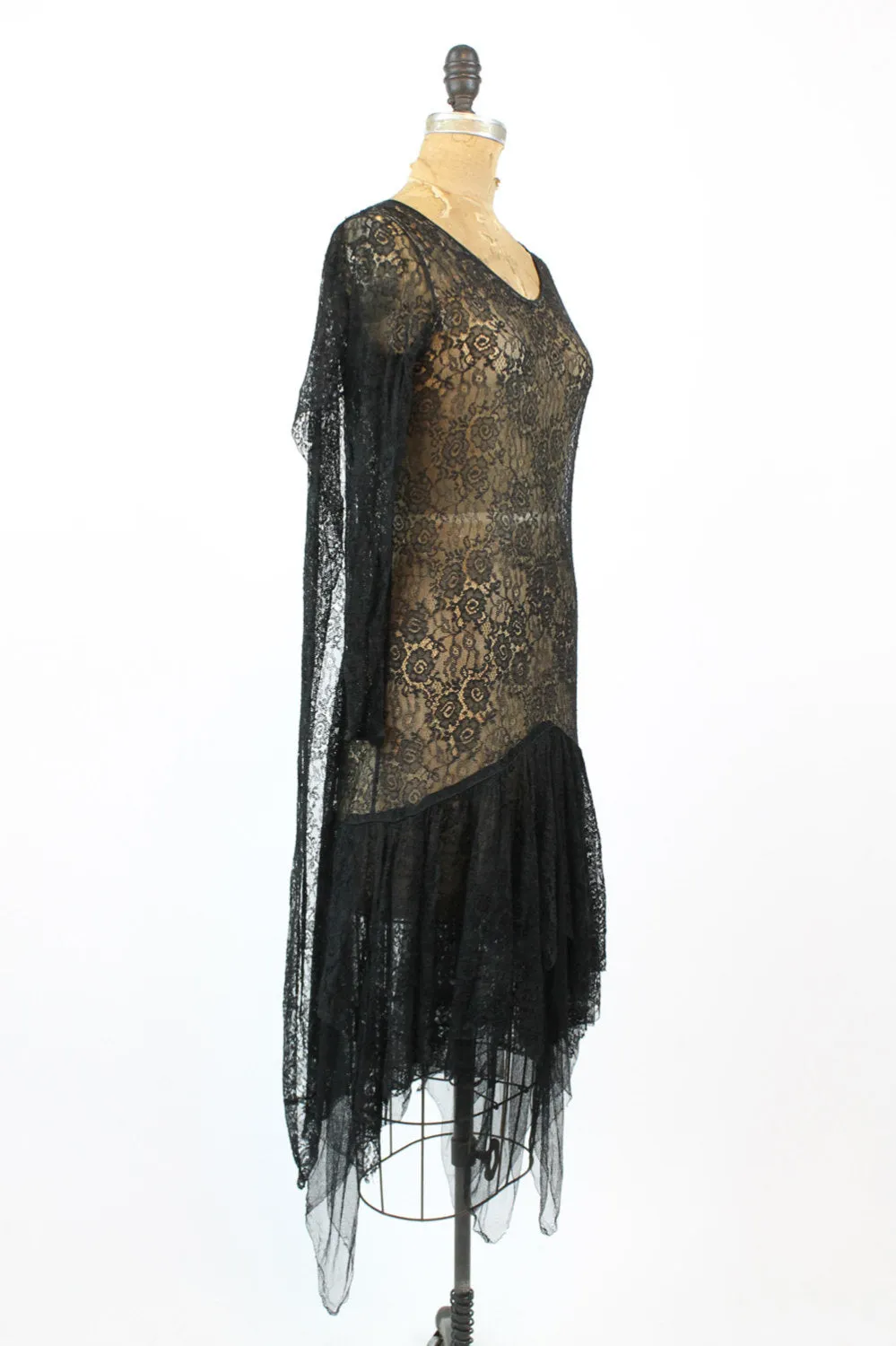 1920s lace spiderweb antique handkerchief dress xs | new fall