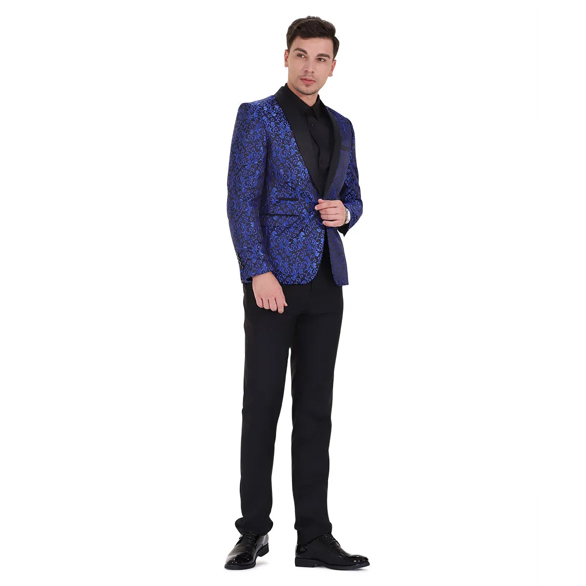 2-Piece Print Suit Slim Fit Paisley Blue Suit