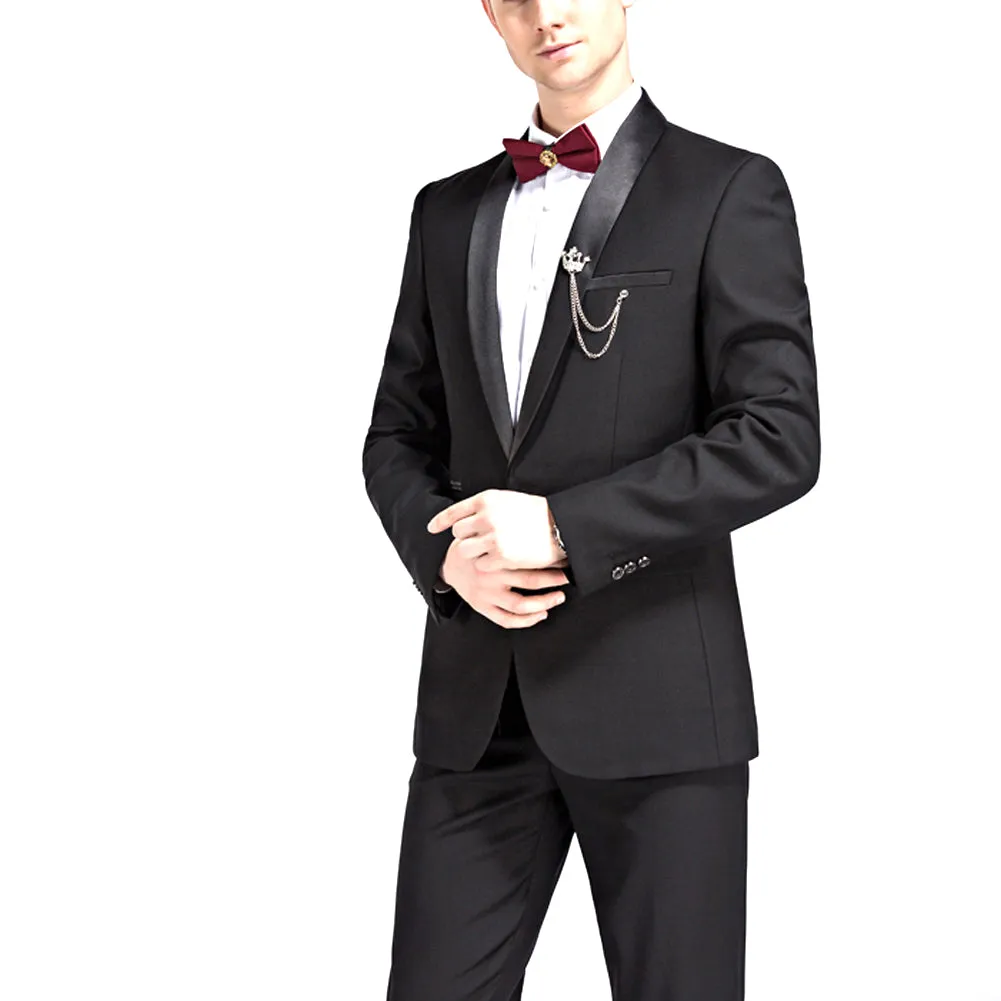 2-Piece Slim Fit Wedding Suit Black