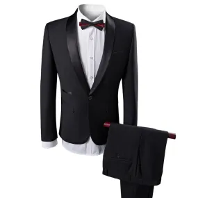 2-Piece Slim Fit Wedding Suit Black