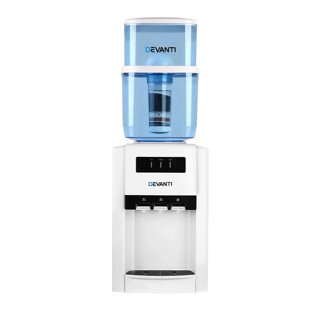 22L Bench Top Water Cooler Dispenser Filter Purifier Hot Cold Room Temperature Three Taps