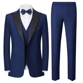 3-Piece One Button Suit Slim Fit Blue Suit