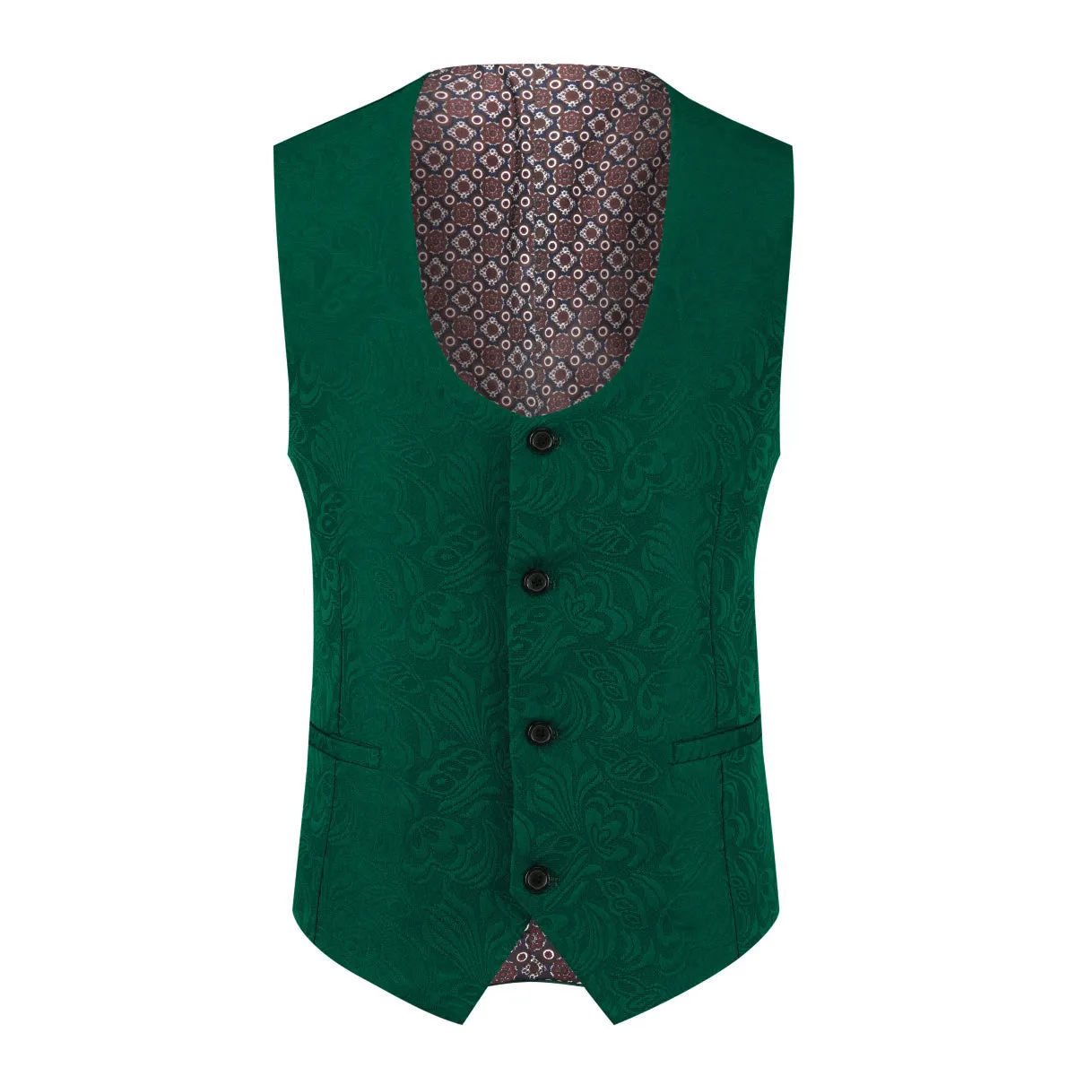 3-Piece Paisley Suit Shawl Collar Suit Green