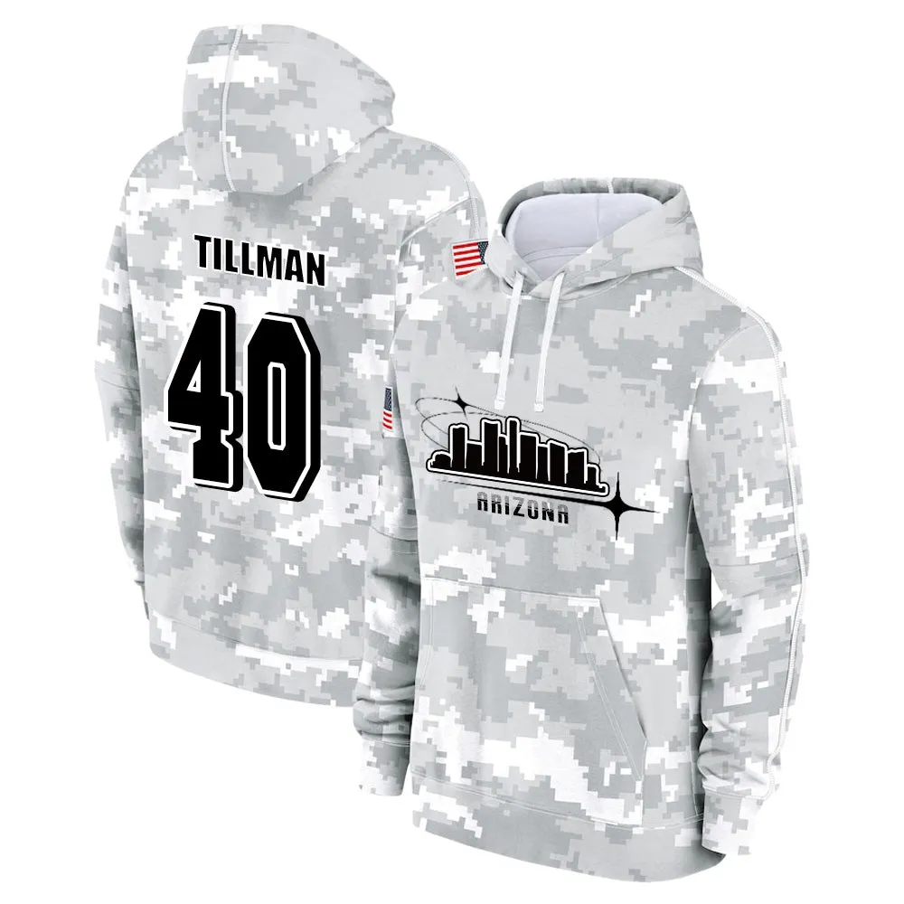 #40 Tillman Salute to Players Hoodie Arizona Cardinals Fashion Fan Hoodies Fall Fleece Tops American Football Fan Gifts