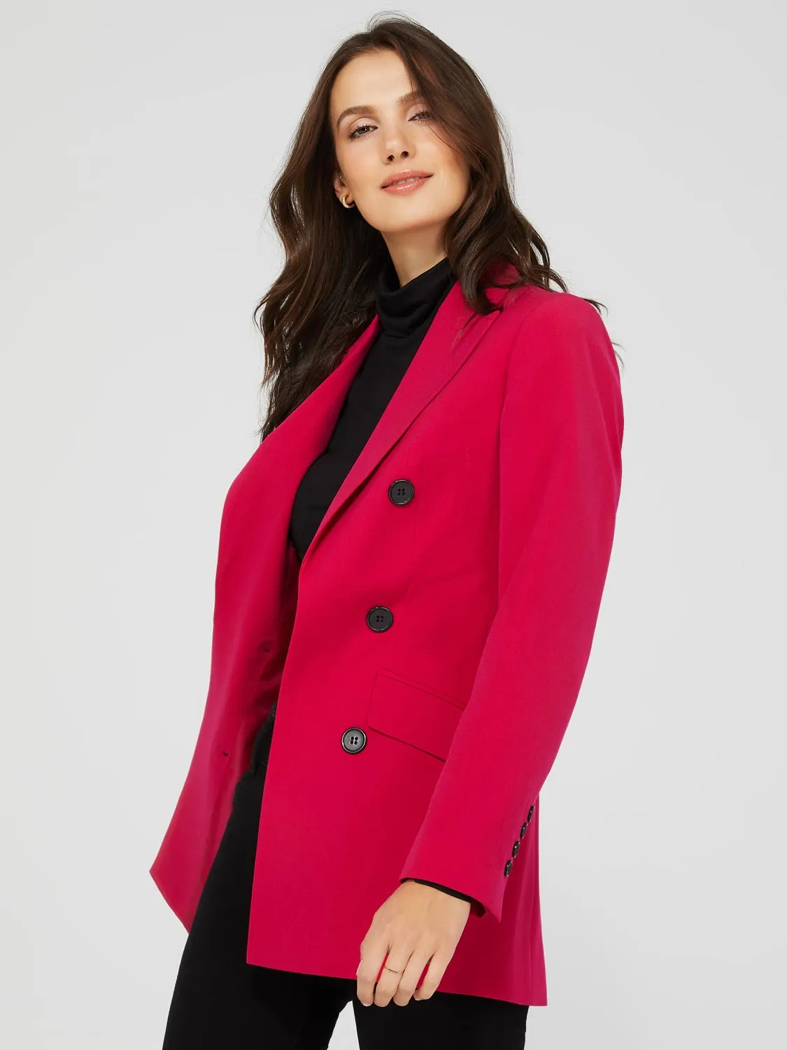 6-Button Open Blazer With Flap Pockets