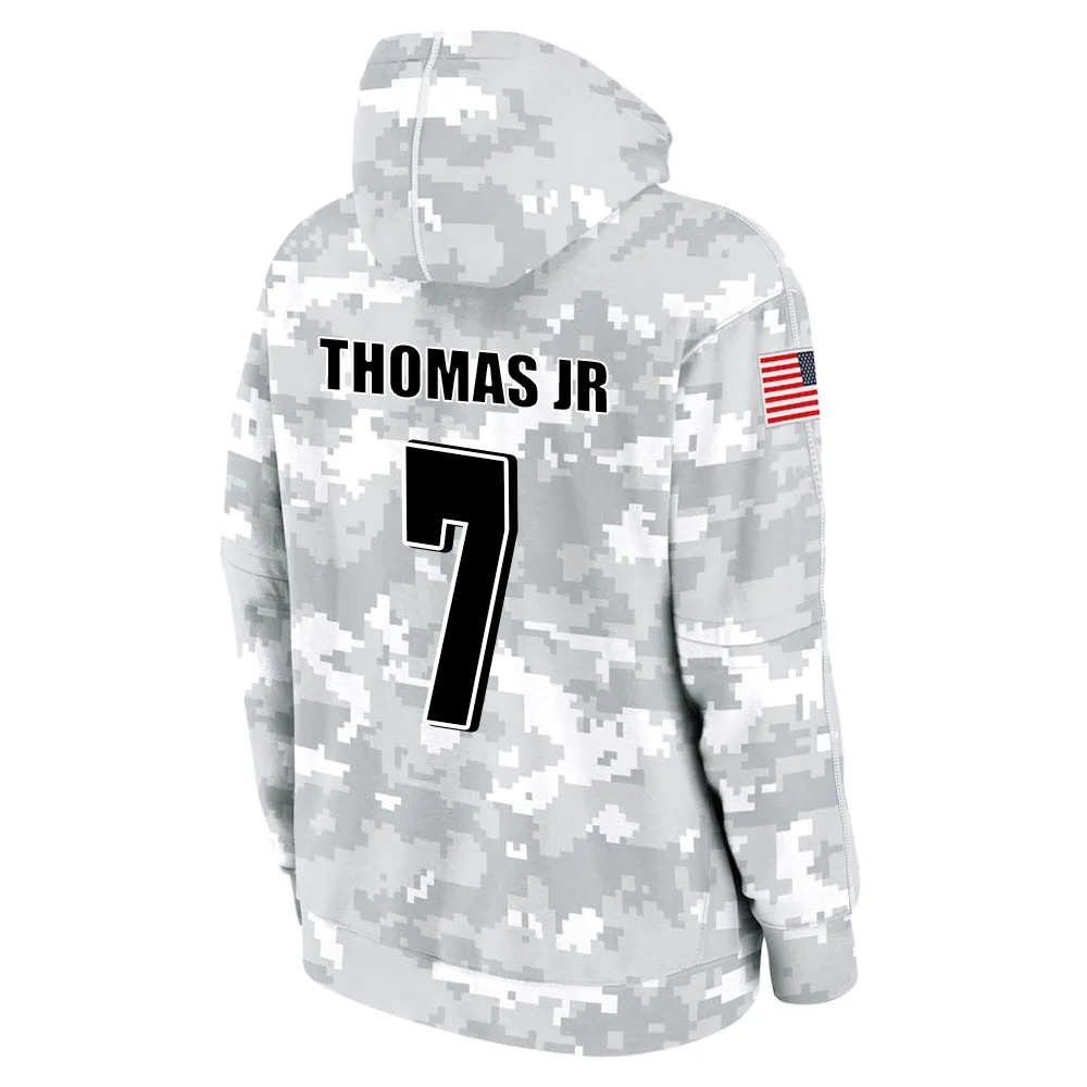 #7 Thomas JR Salute to Players Hoodie Jacksonville Jaguars Fashion Fan Hoodies Fall Fleece Tops American Football Fan Gifts