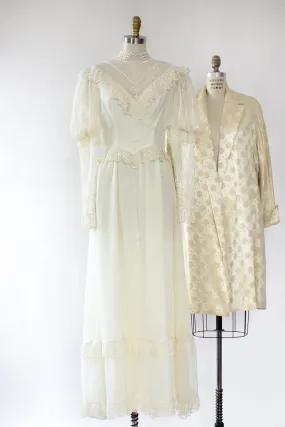 70s Winter Wedding Dress S