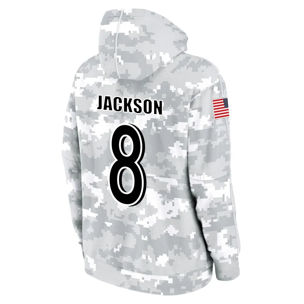 #8 Jackson Salute to Players Hoodie Baltimore Ravens Fashion Fan Hoodies Fall Fleece Tops American Football Fan Gifts