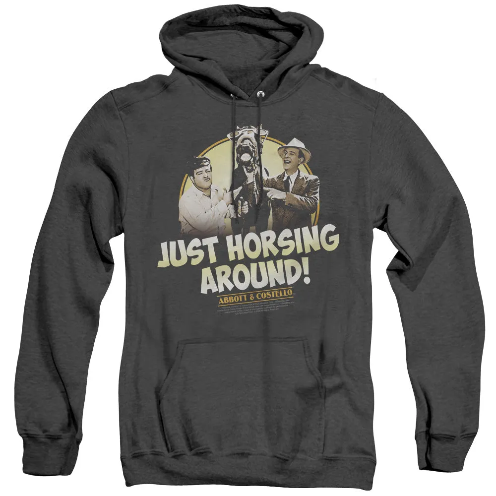 Abbott & Costello Horsing Around Mens Heather Hoodie Black