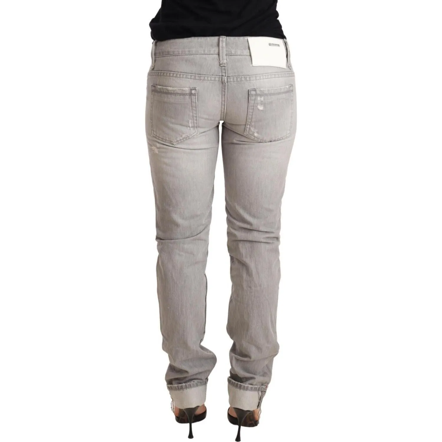 Acht Chic Slim Fit Tattered Gray Wash Jeans