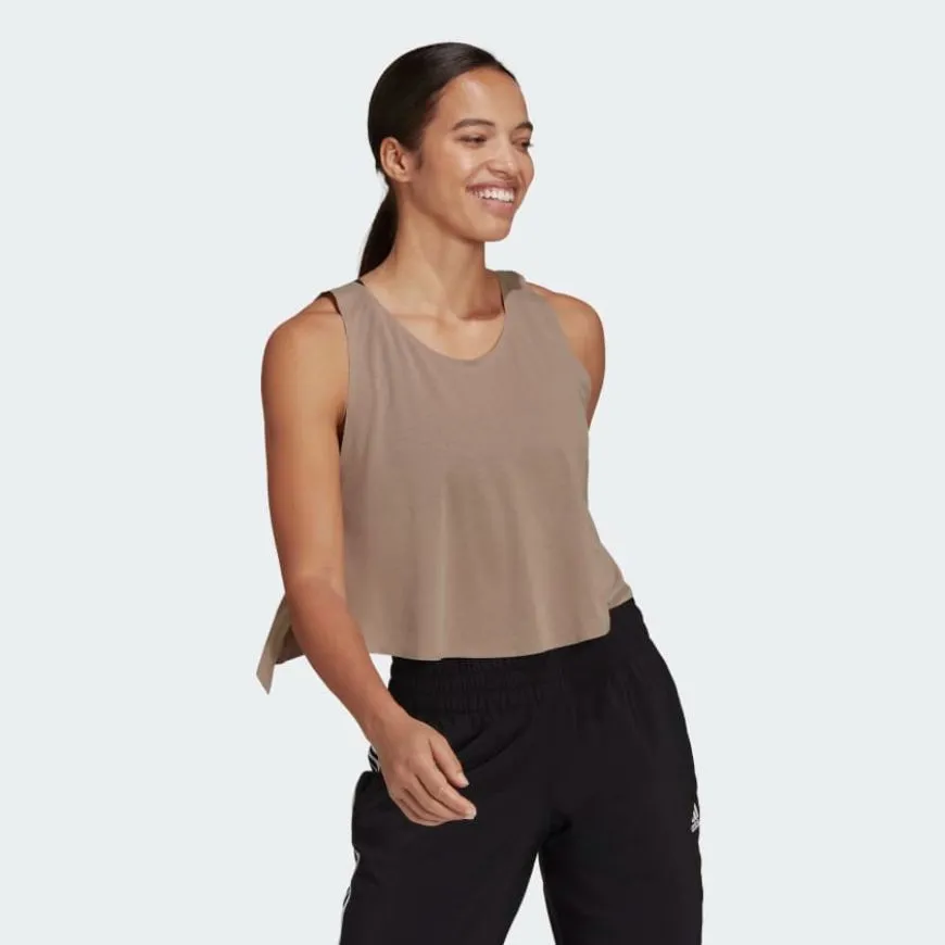 Adidas Studio Novelty Reversible Back-To-Front Tank Women Training Tank Chalky Brown