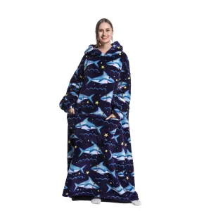 Adult Oversized Wearable Blanket Hoodie-Shark