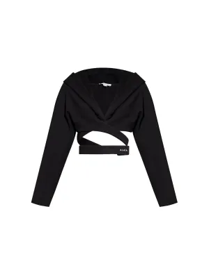 ALAÏA BLACK CROPPED HOODIE