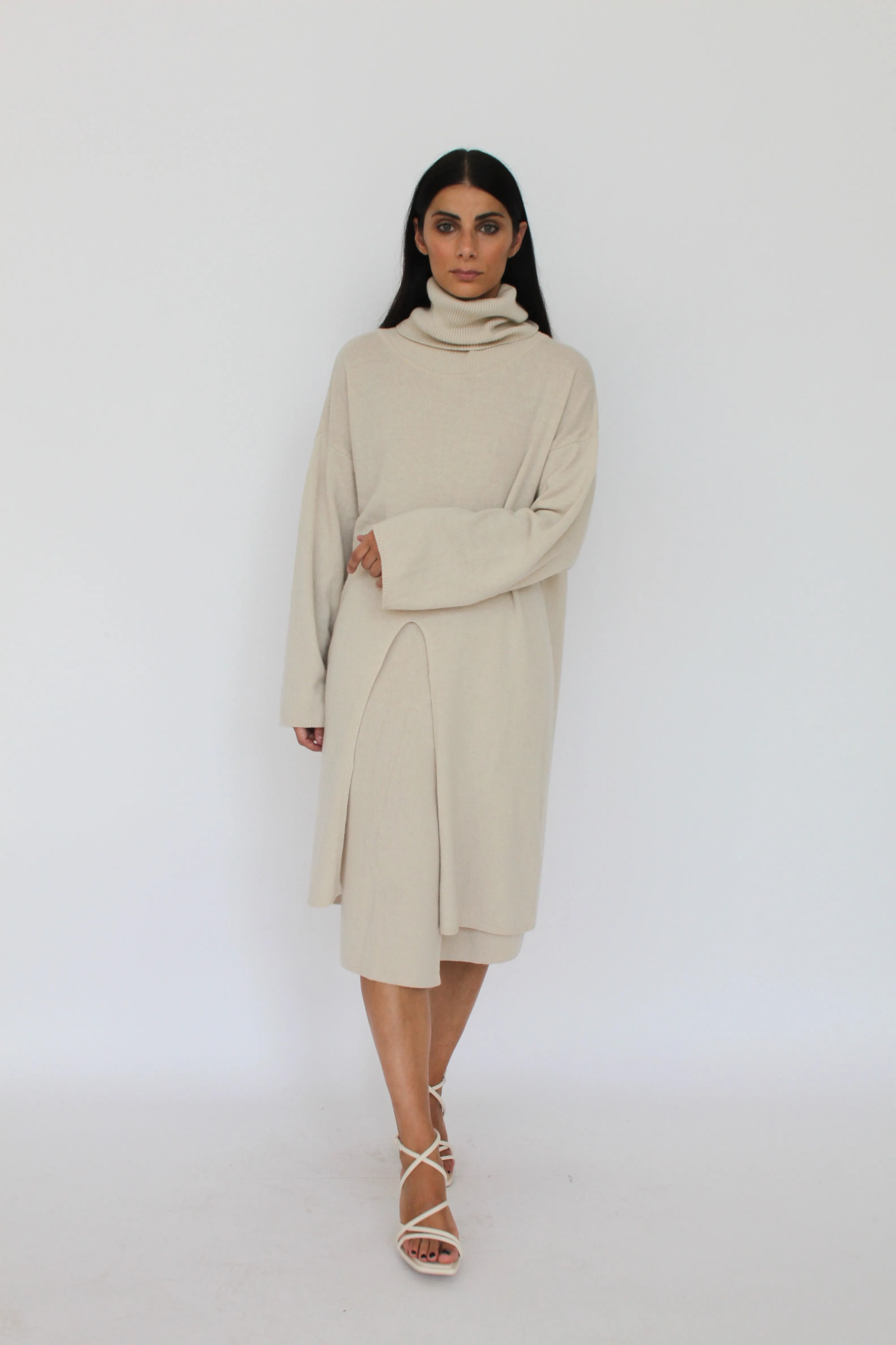 Allison Turtleneck Sweater With Slit