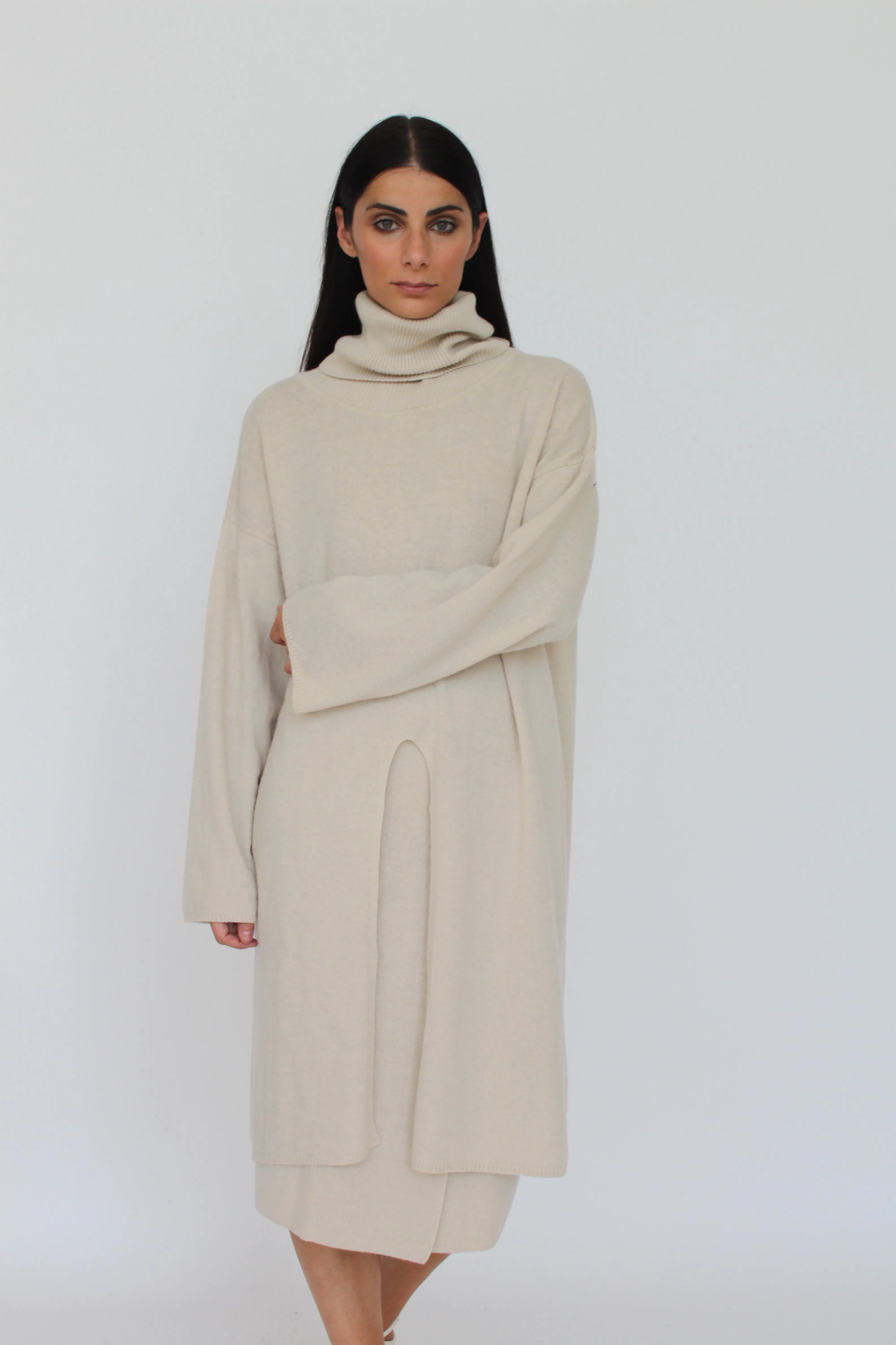 Allison Turtleneck Sweater With Slit