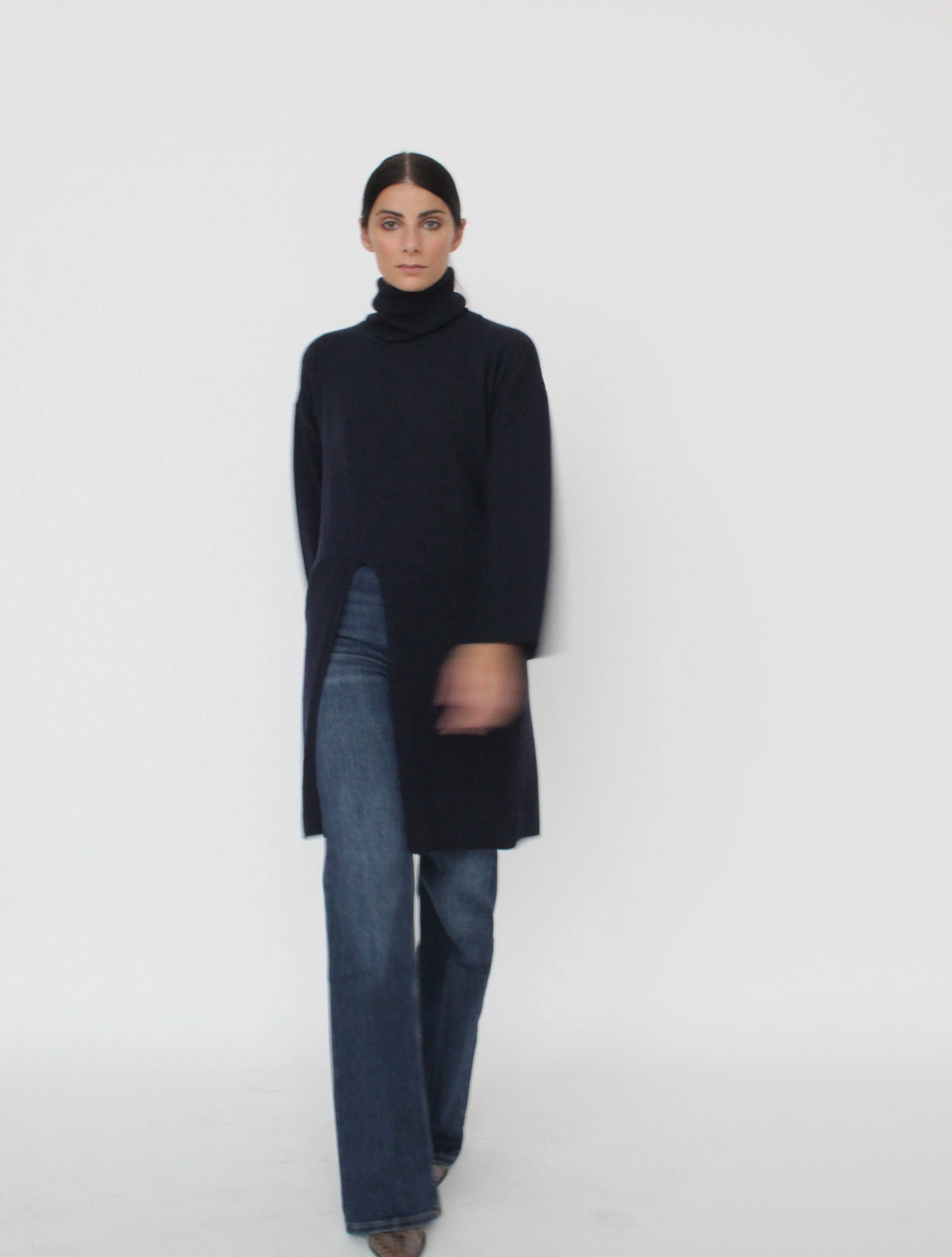 Allison Turtleneck Sweater With Slit