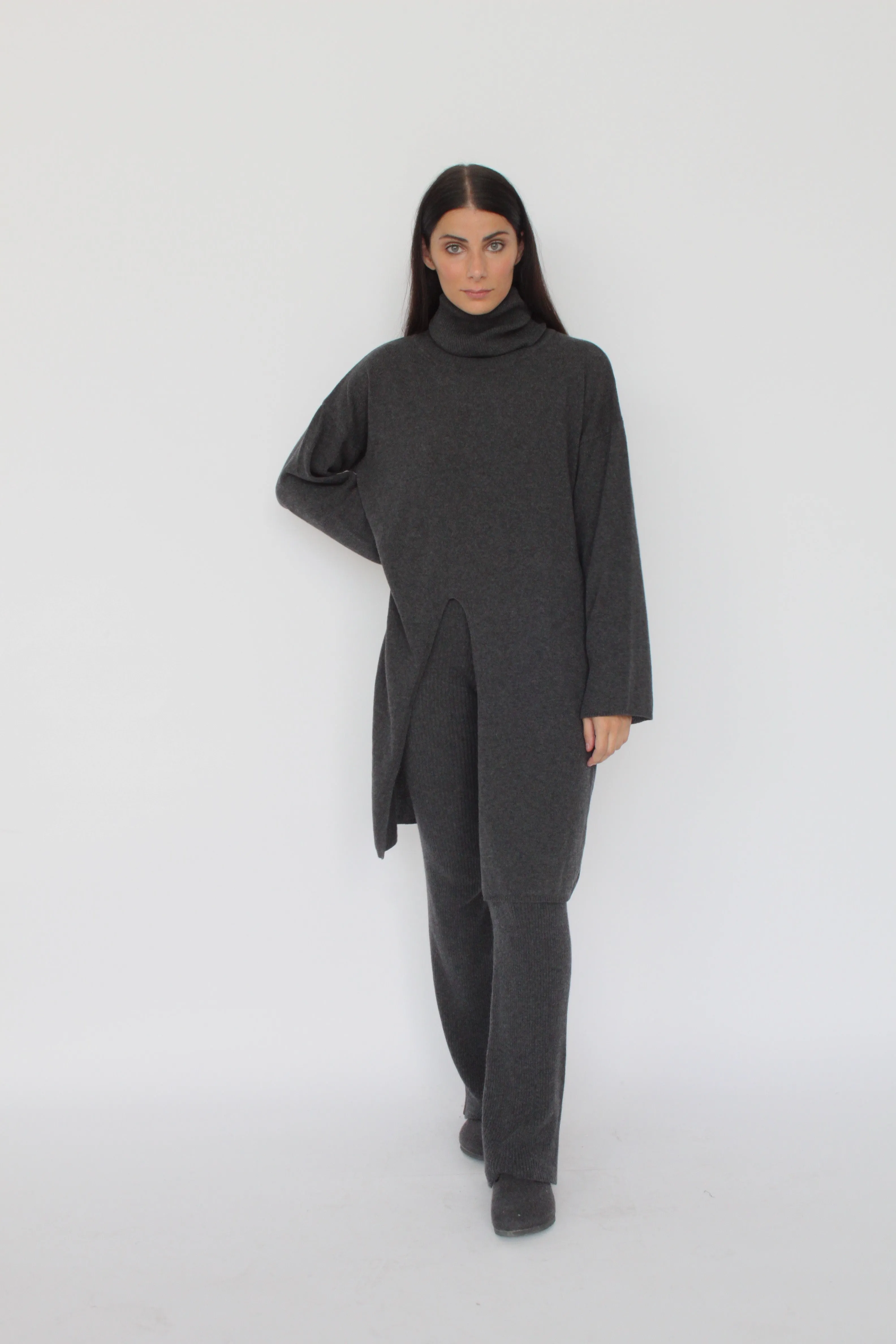 Allison Turtleneck Sweater With Slit