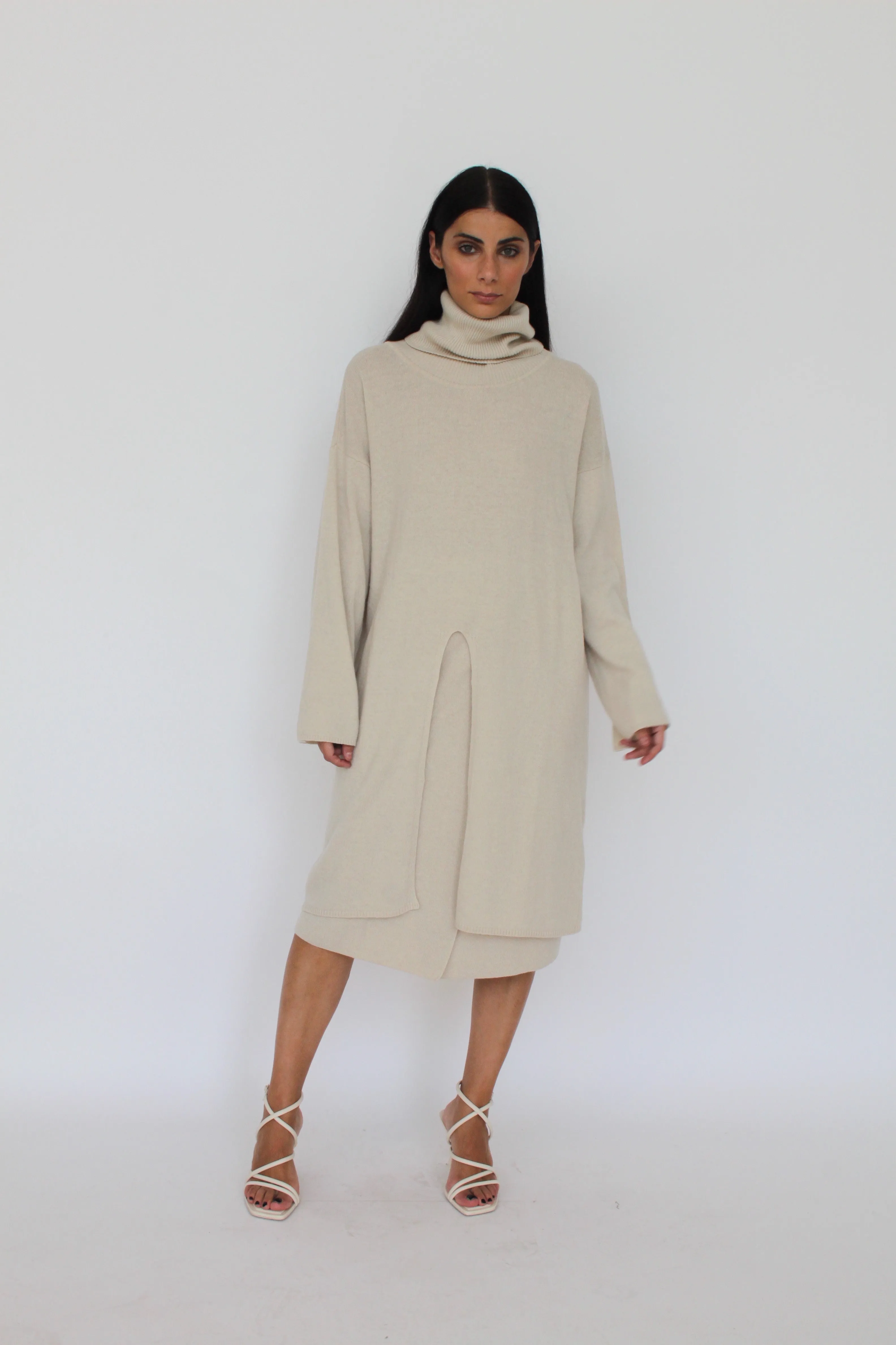 Allison Turtleneck Sweater With Slit