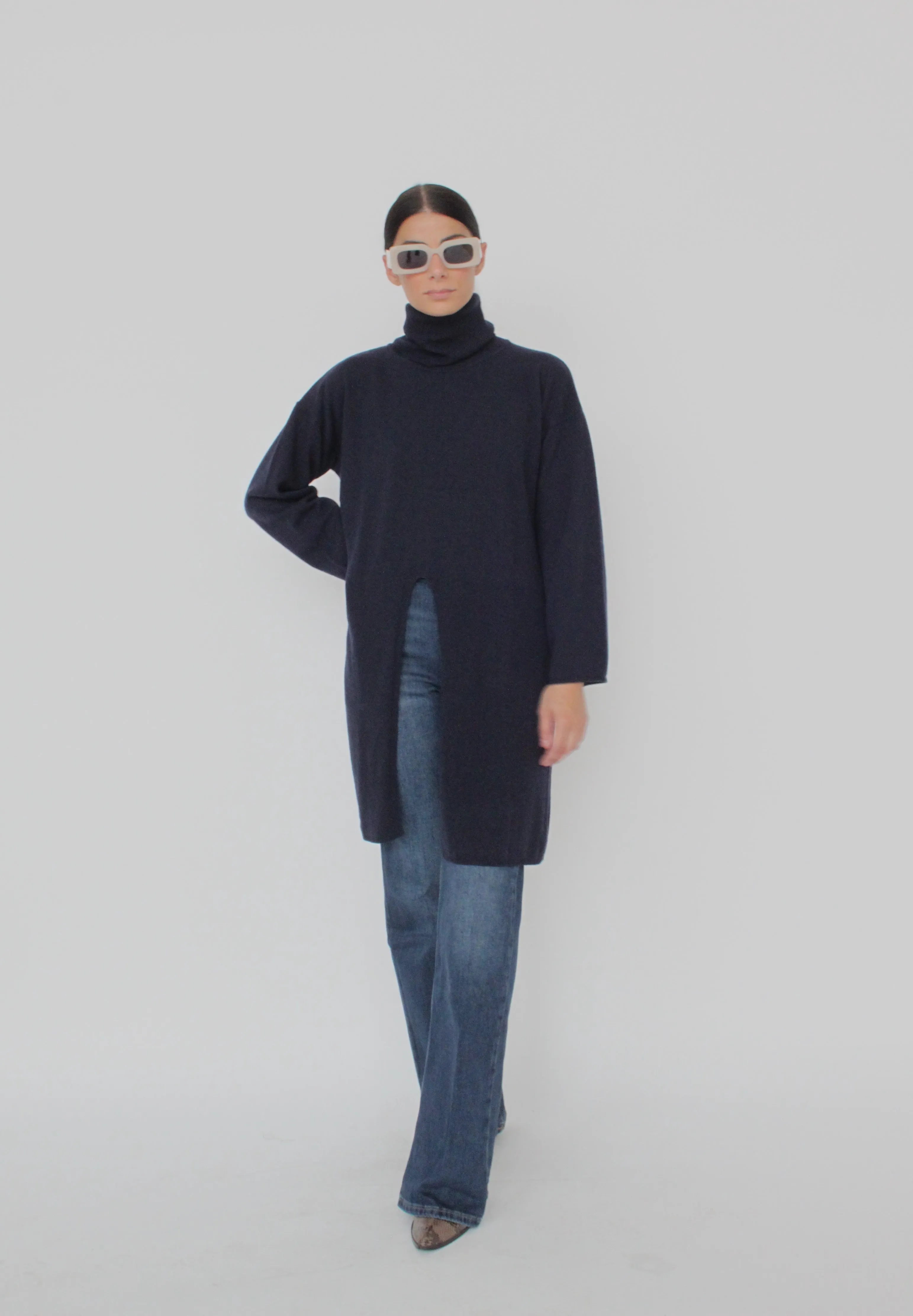 Allison Turtleneck Sweater With Slit