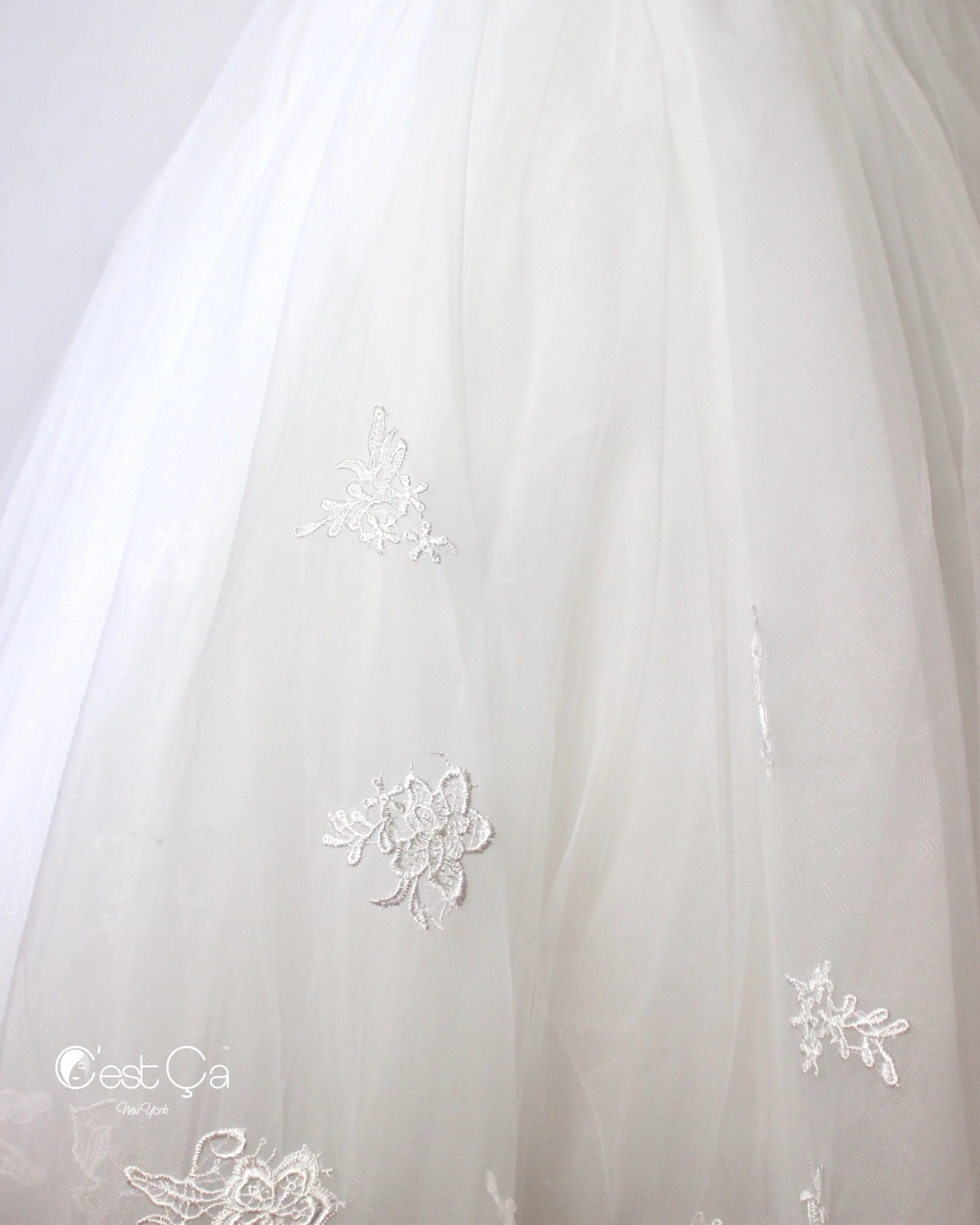 Amanda Snow White Wedding Tulle Lace Dress - Midi