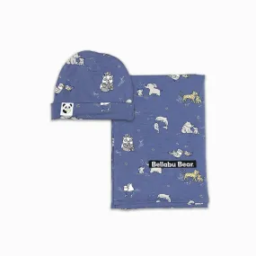 Animal Kisses Bamboo Swaddle & Beanie Set