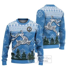 Arbuthnot Clan Christmas Ugly Sweater with Tartan and Celtic Reindeer Style