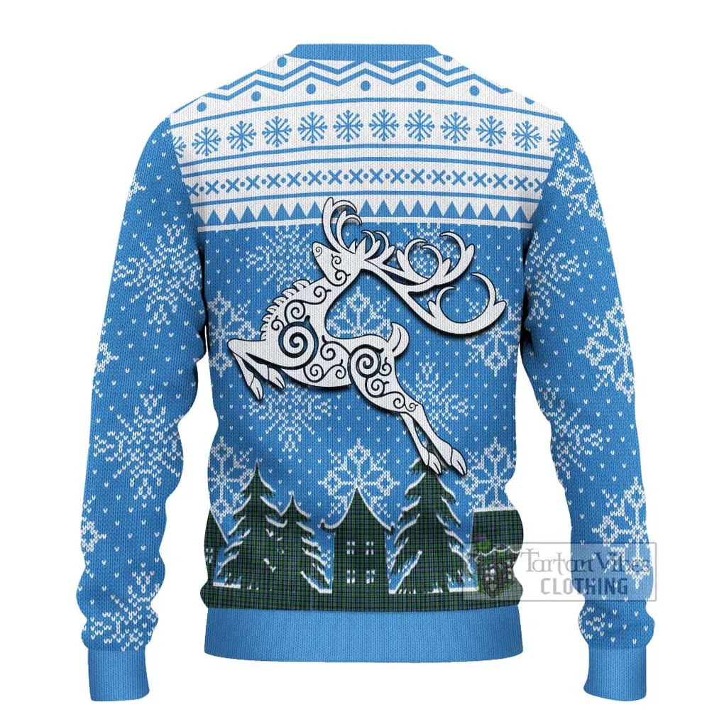 Arbuthnot Clan Christmas Ugly Sweater with Tartan and Celtic Reindeer Style