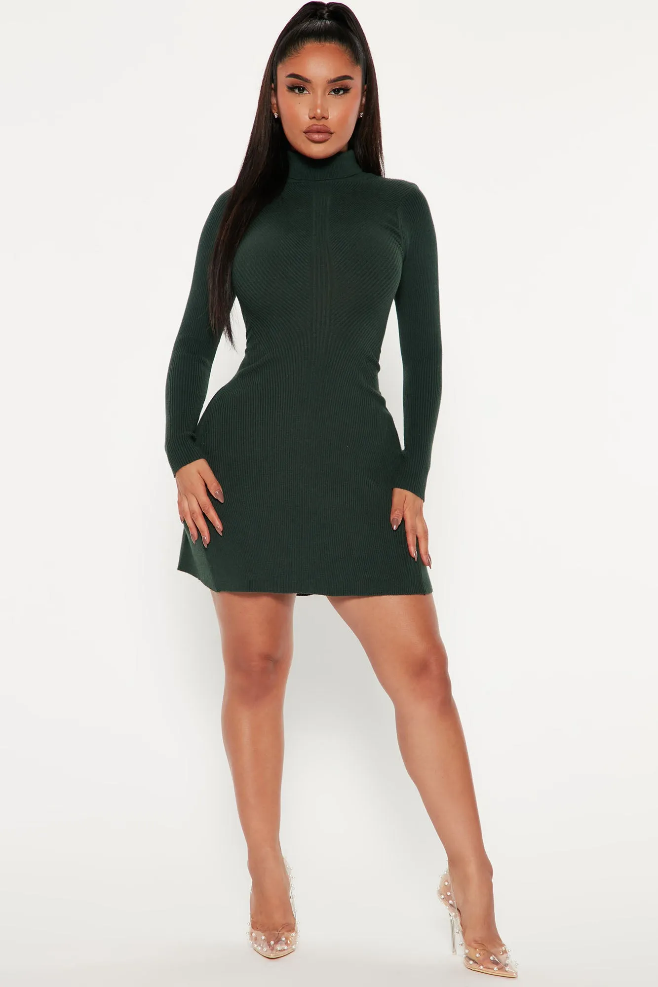 Arissa Sweater Mini Dress - Hunter