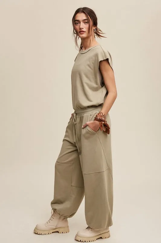 Athleisure French Terry Jogger Jumpsuit