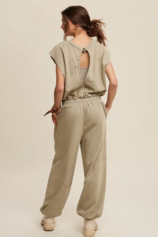 Athleisure French Terry Jogger Jumpsuit