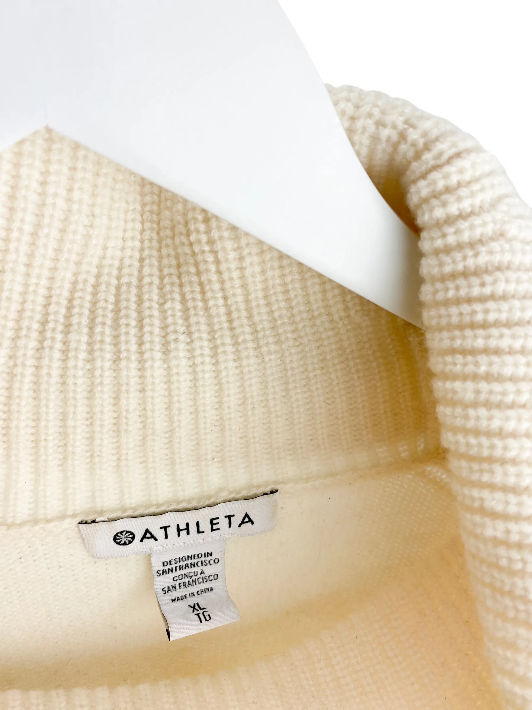 Athleta Women's Alpine Merino Cashmere Cowl Sweater Ivory Size XL