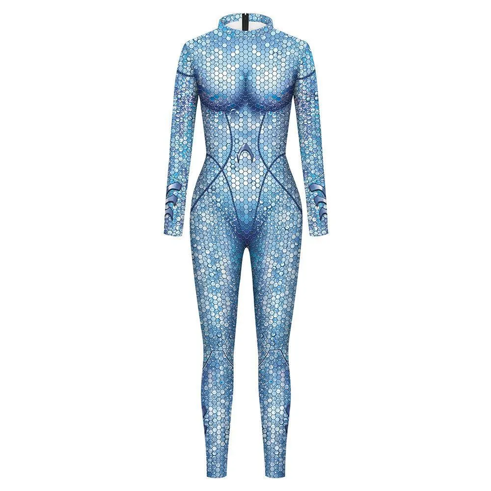 Atlanna Queen Aquaman Cosplay Costume Jumpsuit Halloween Sequined Catsuit Party Zentai