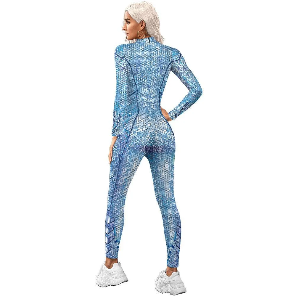 Atlanna Queen Aquaman Cosplay Costume Jumpsuit Halloween Sequined Catsuit Party Zentai