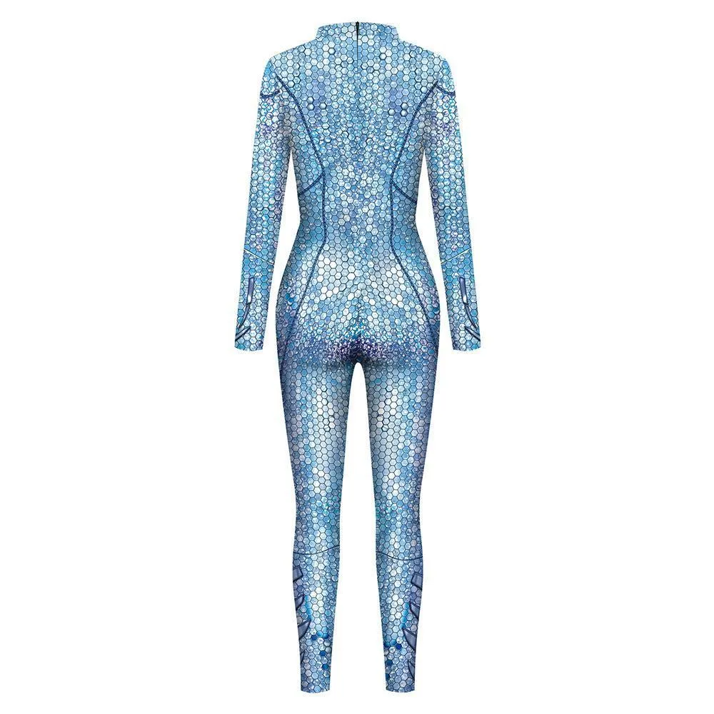 Atlanna Queen Aquaman Cosplay Costume Jumpsuit Halloween Sequined Catsuit Party Zentai