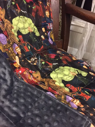 Avengers Infinity Wars Weighted Blanket or Lap Pad Cotton Fabric - Toddler, Child, Teen, Adult -Dot Minky - Anxiety, Sleep.