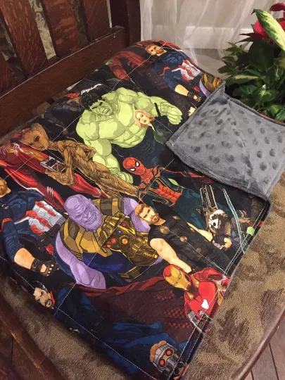 Avengers Infinity Wars Weighted Blanket or Lap Pad Cotton Fabric - Toddler, Child, Teen, Adult -Dot Minky - Anxiety, Sleep.