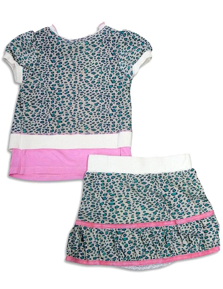 Baby Sara Toddler & Girls Short Sleeve Leopard Print Skirt Set, 26431