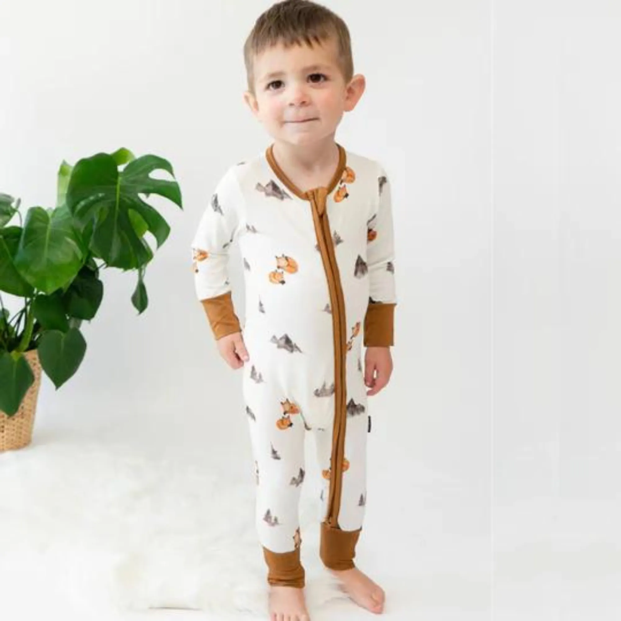 BELAN J Footless Sleeper with Fold-Over Cuffs - Foxes