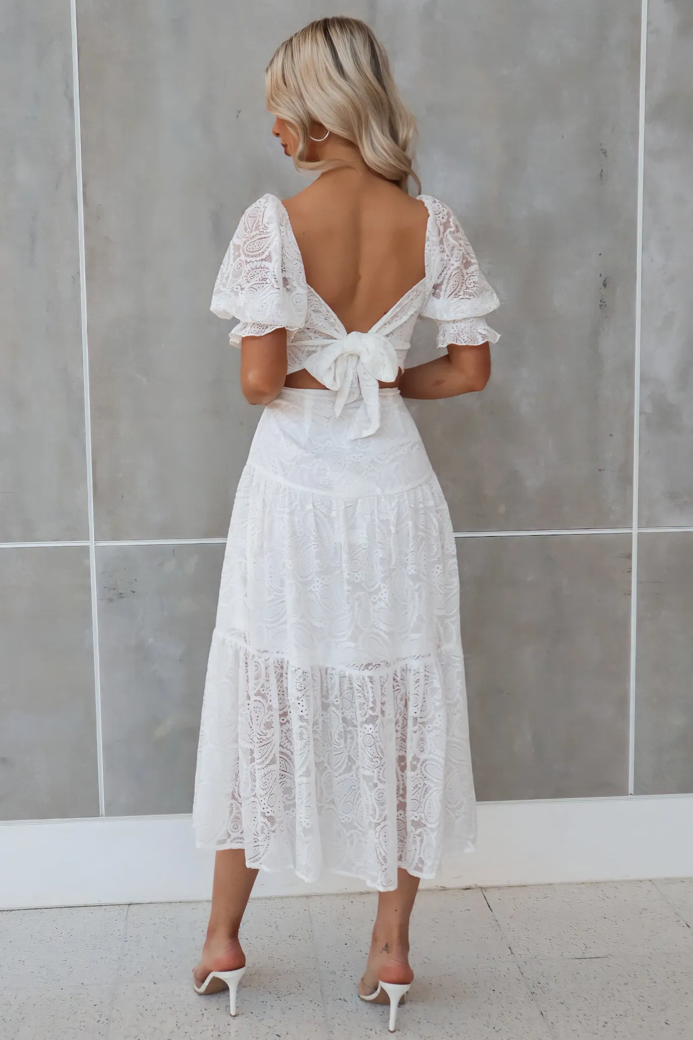 Billie Lace Midi Dress - White