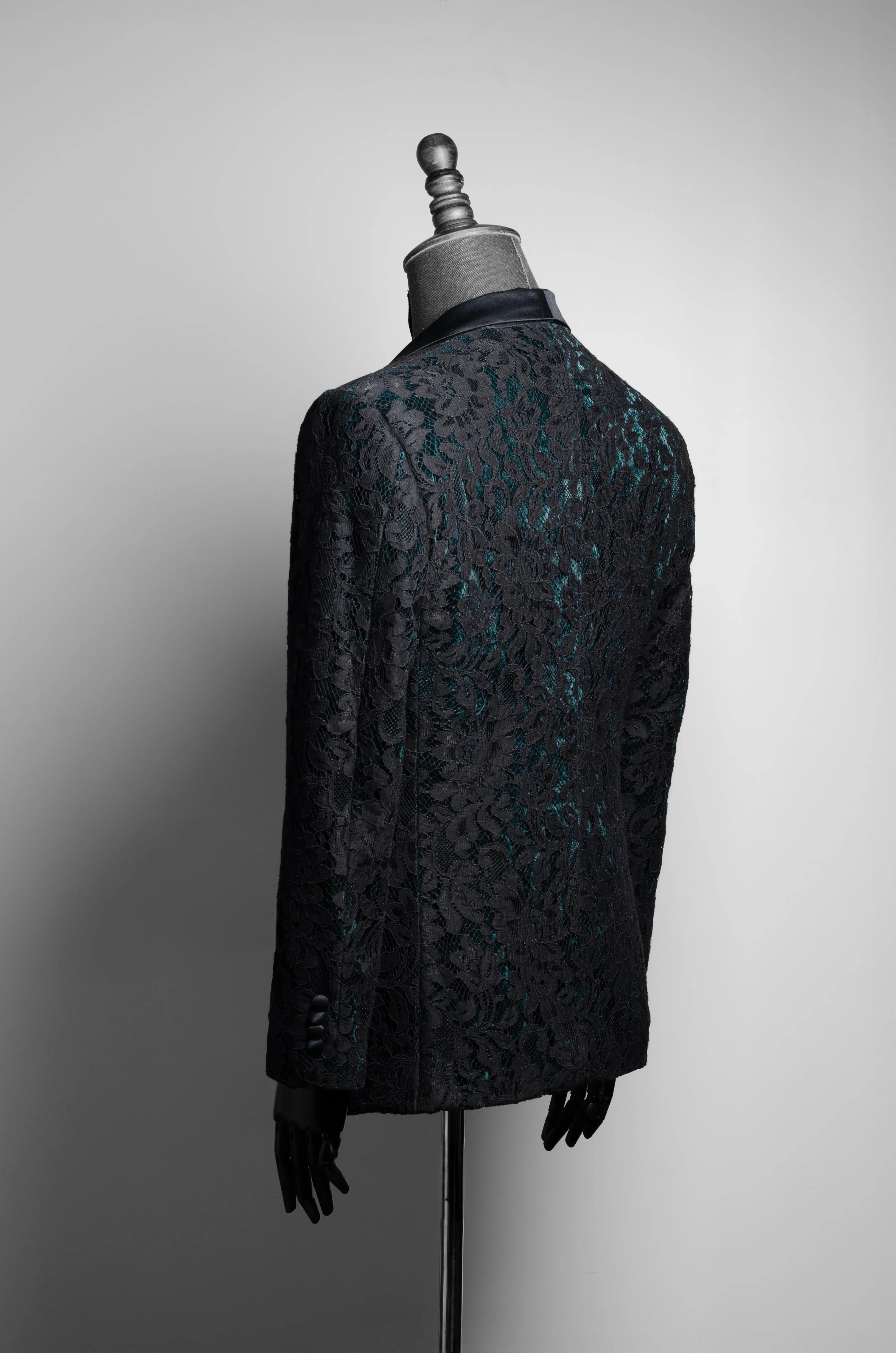 Black Lace Emerald Velvet Suit