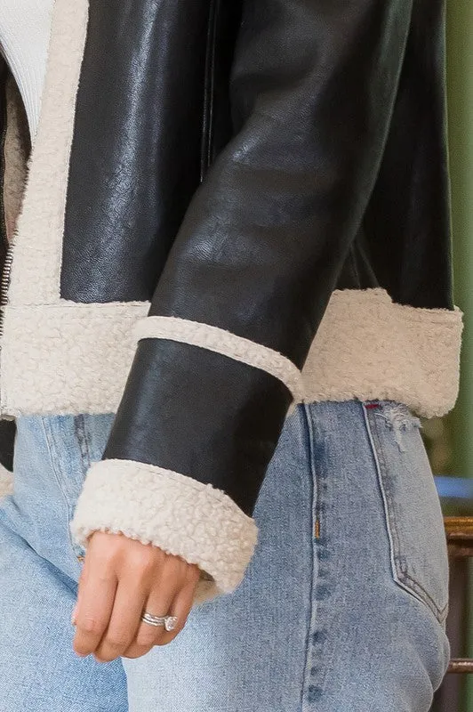 Black Pu Sherpa Jacket