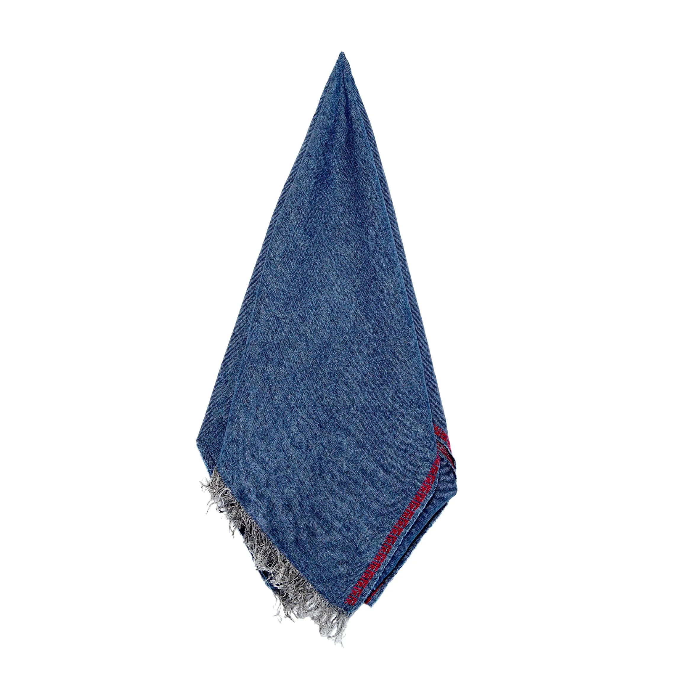 BLUE LINEN SHAWL ROSE