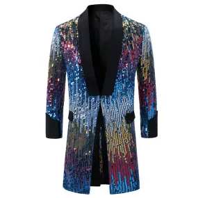 Blue Party Show Blazer Sequins Punk Jacket