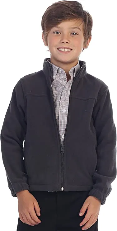 Boys Full Zip Polar Fleece Jacket-Charcoal