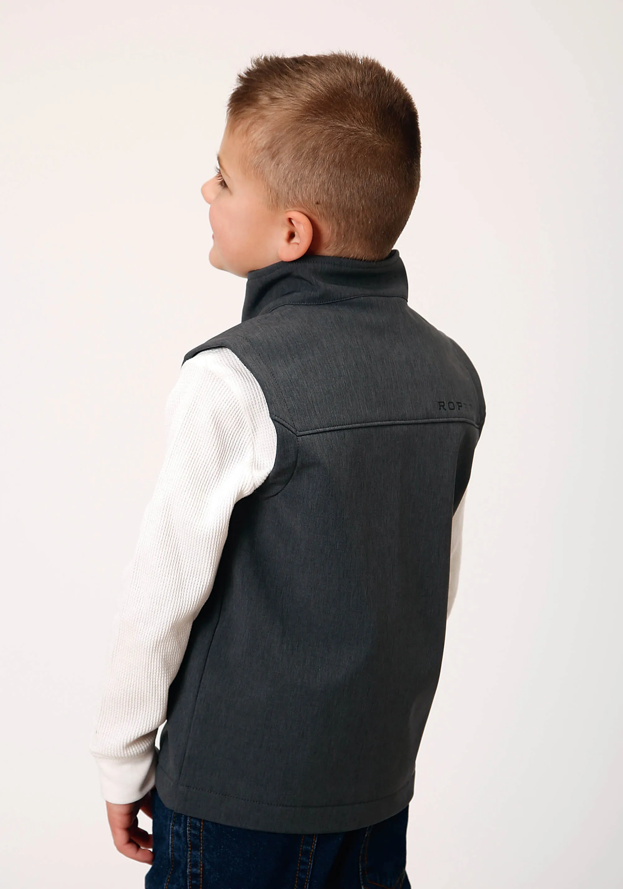 BOYS  HEATHER GREY SOFT SHELL TECH VEST