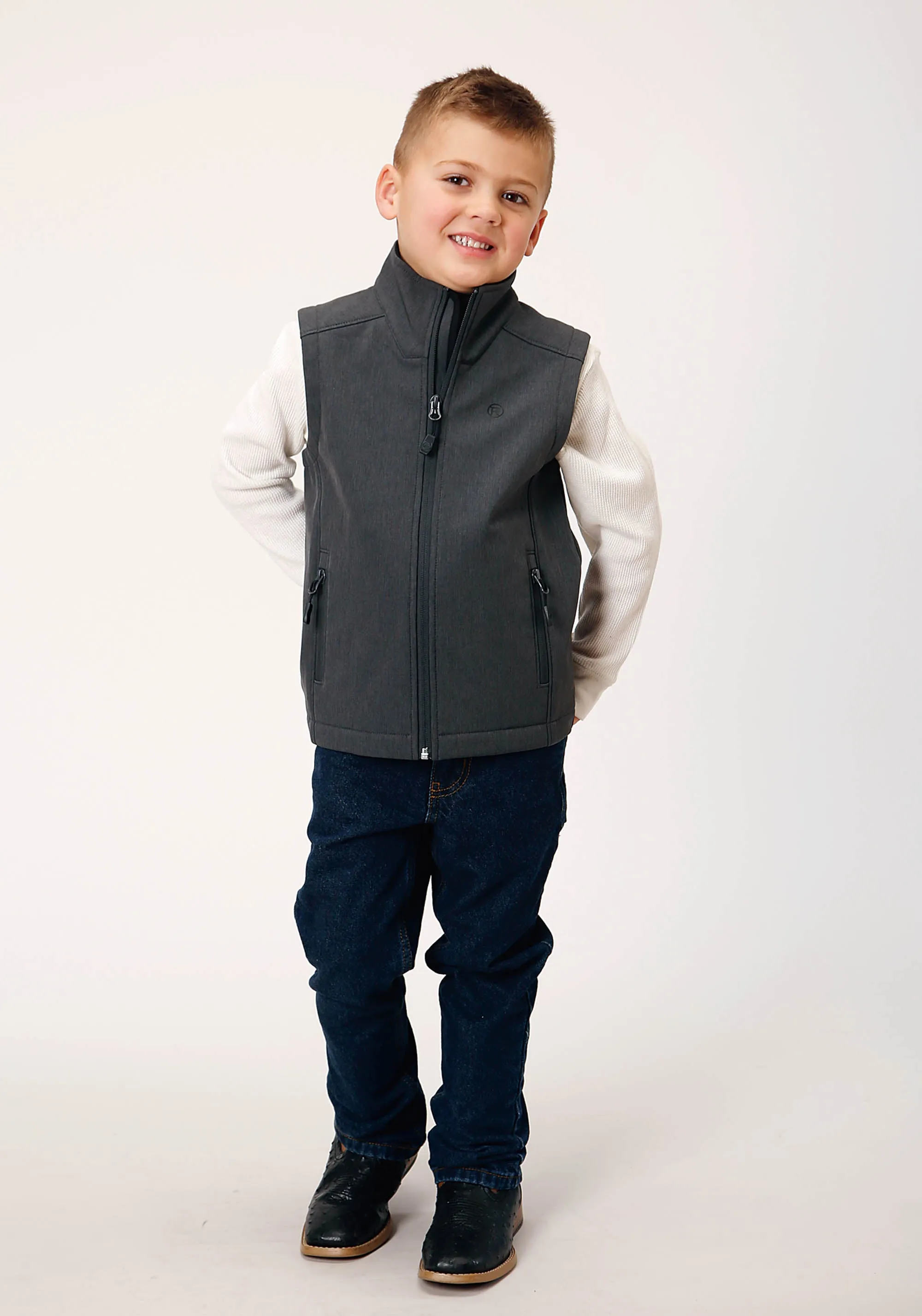 BOYS  HEATHER GREY SOFT SHELL TECH VEST