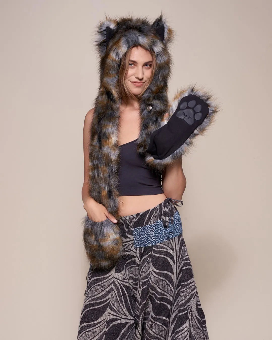 Brindle Wolf Collector Edition Faux Fur Hood