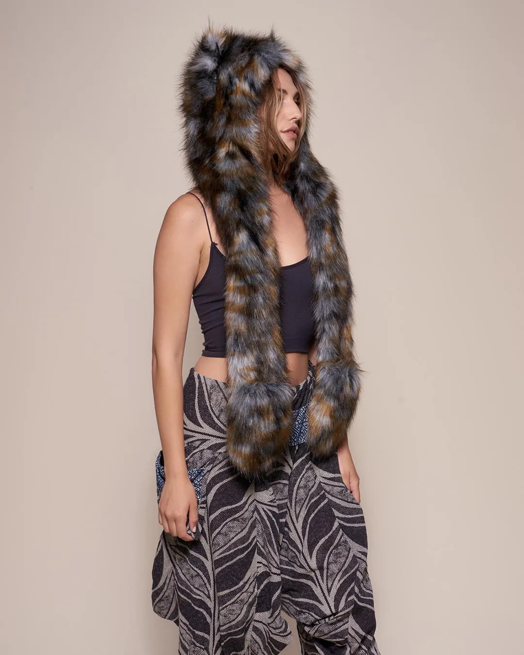 Brindle Wolf Collector Edition Faux Fur Hood