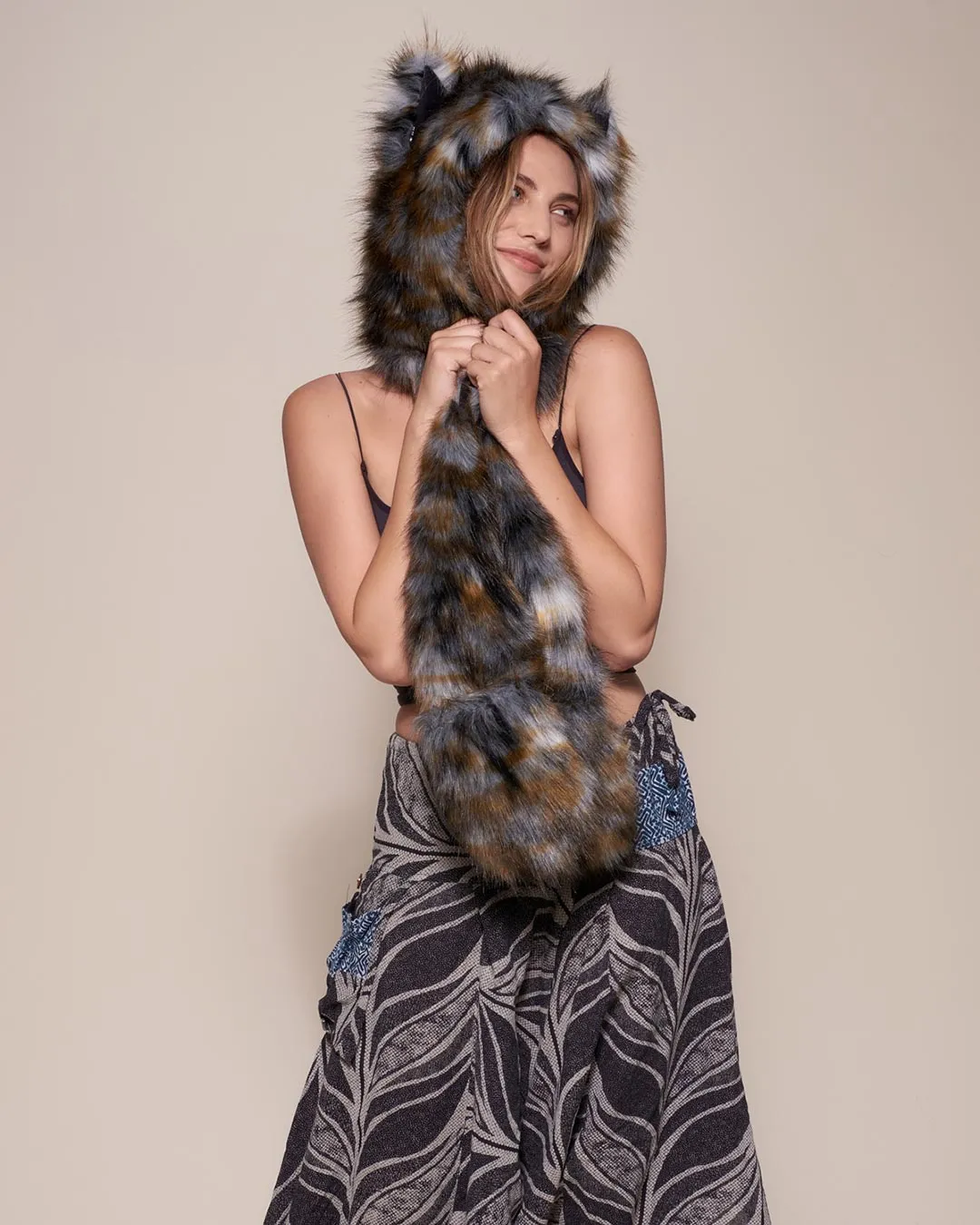 Brindle Wolf Collector Edition Faux Fur Hood